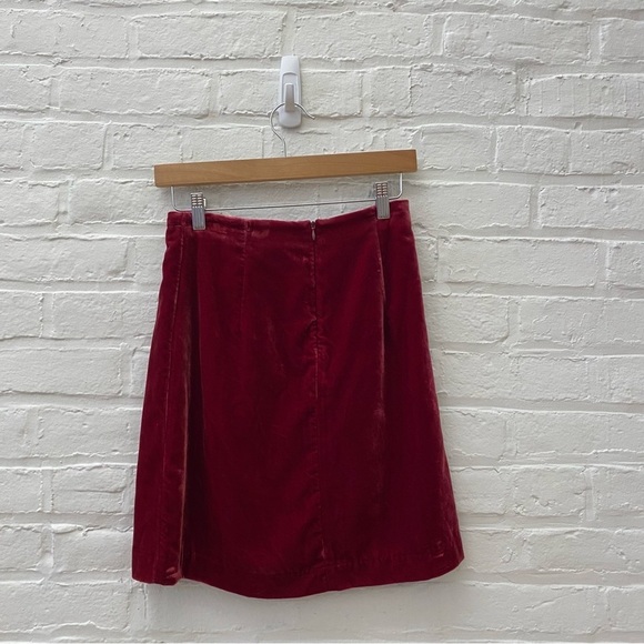⭐️ 2 for $25 • Anthropologie || Montie Ruched Velvet Mini Skirt Cranberry Pink 2 - Picture 3 of 7